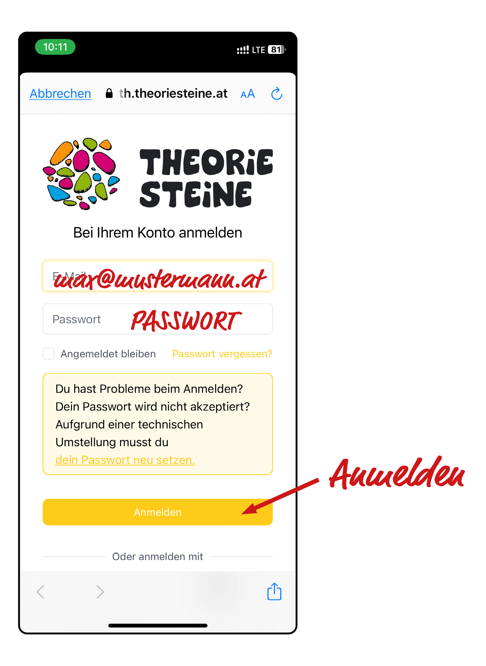 Screenshot des letzten Schritts der Benutzerregistrierung in der App